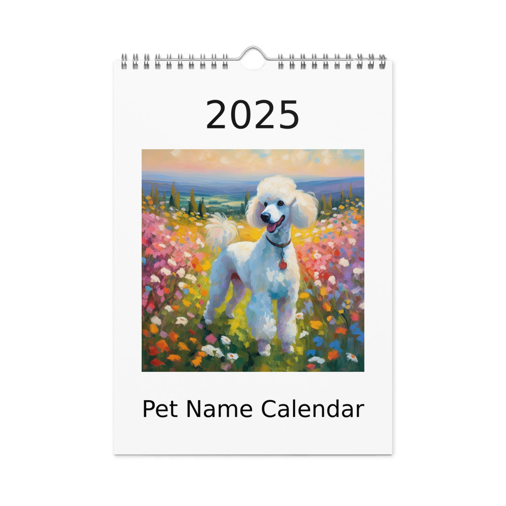 PugMug Custom White Poodle Wall Calendar (2026)