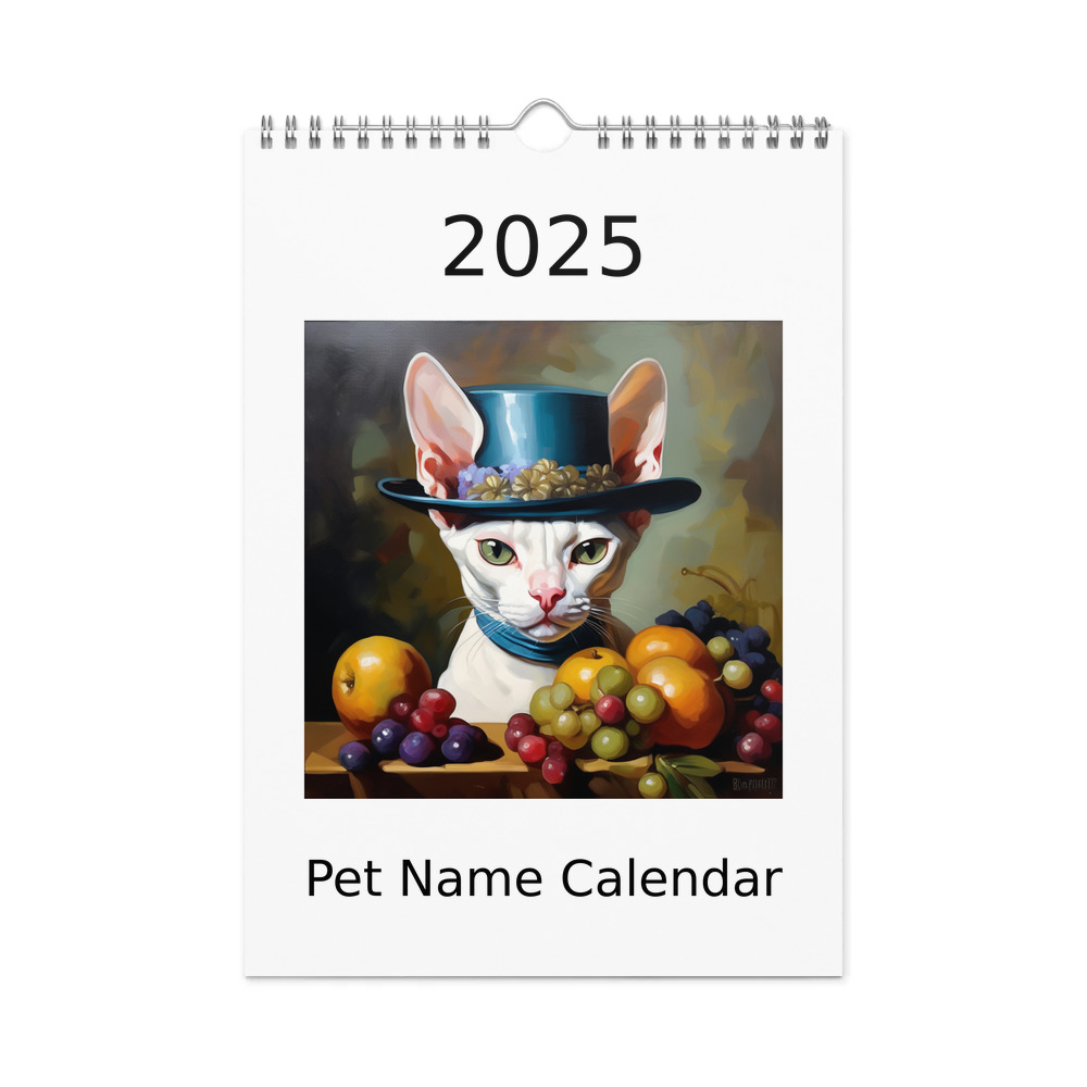 PugMug Custom White Sphynx Cat Wall Calendar (2026)