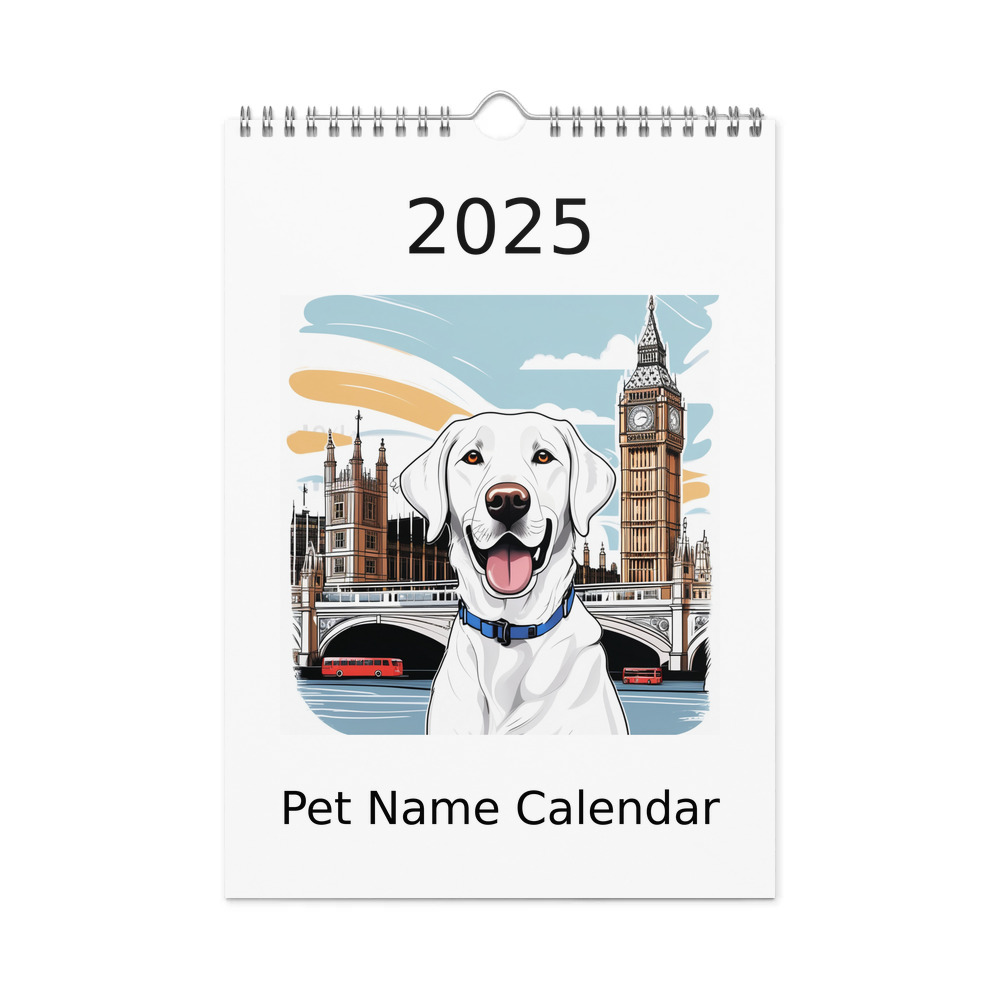PugMug Custom White Labrador Retriever Wall Calendar (2026)