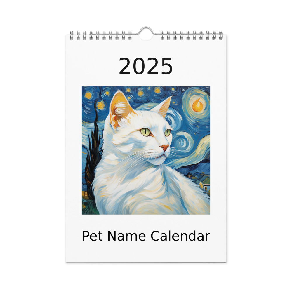 PugMug Custom White Companion Cat Wall Calendar (2026)