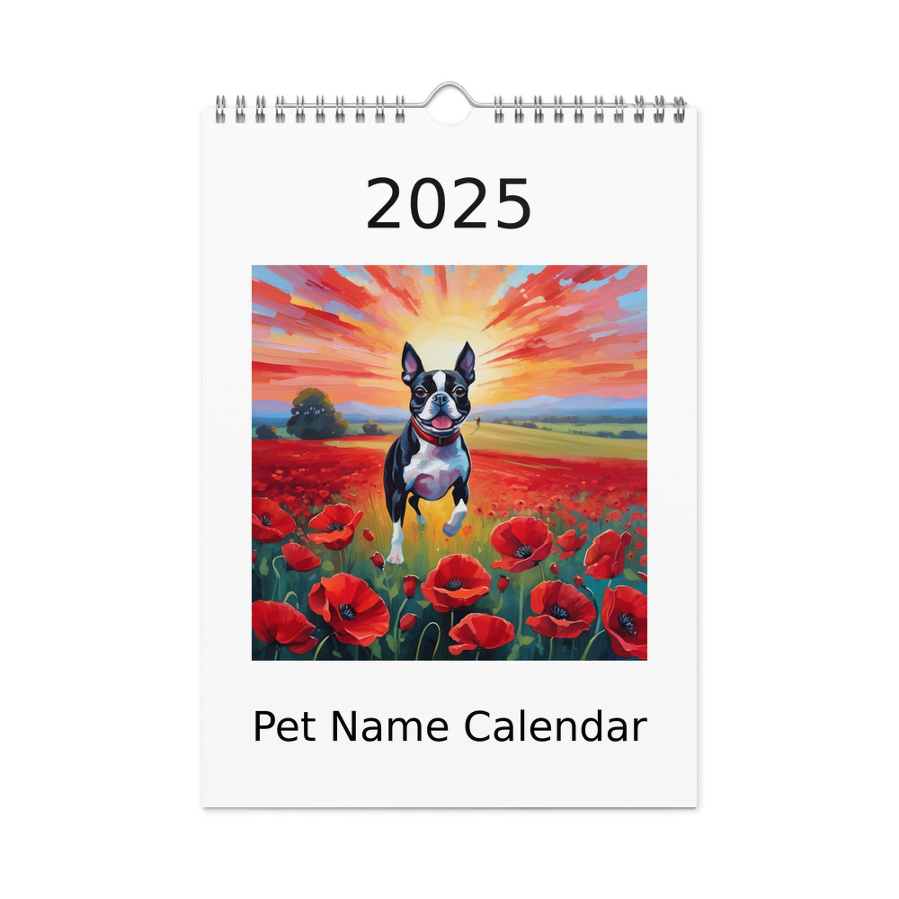 PugMug Custom Boston Terrier Wall Calendar (2026)