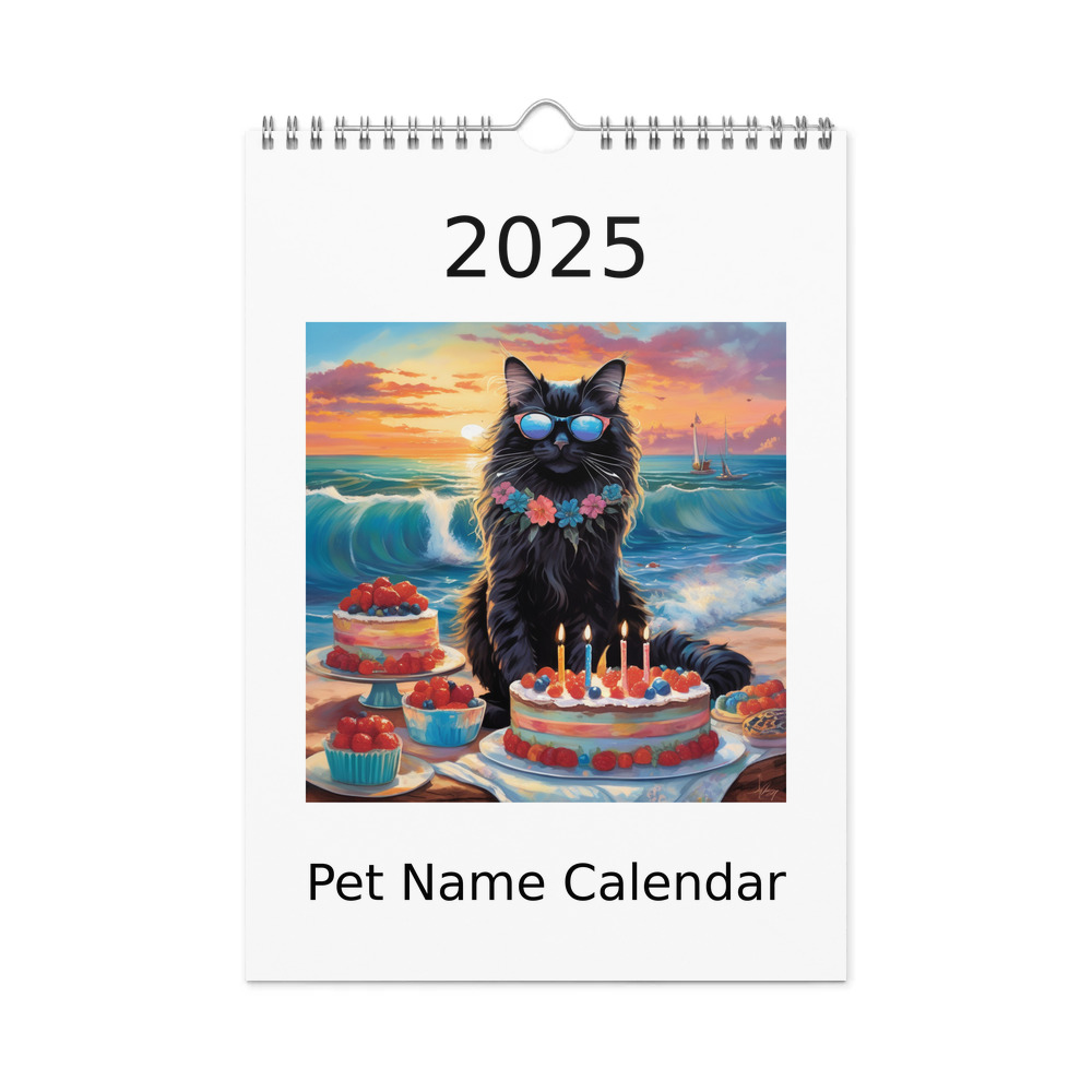 PugMug Custom Black Ragdoll Cat Wall Calendar (2026)