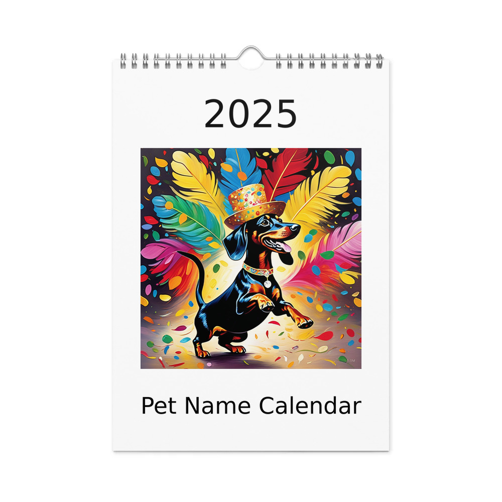 PugMug Custom Black Dachshund Wall Calendar (2026)