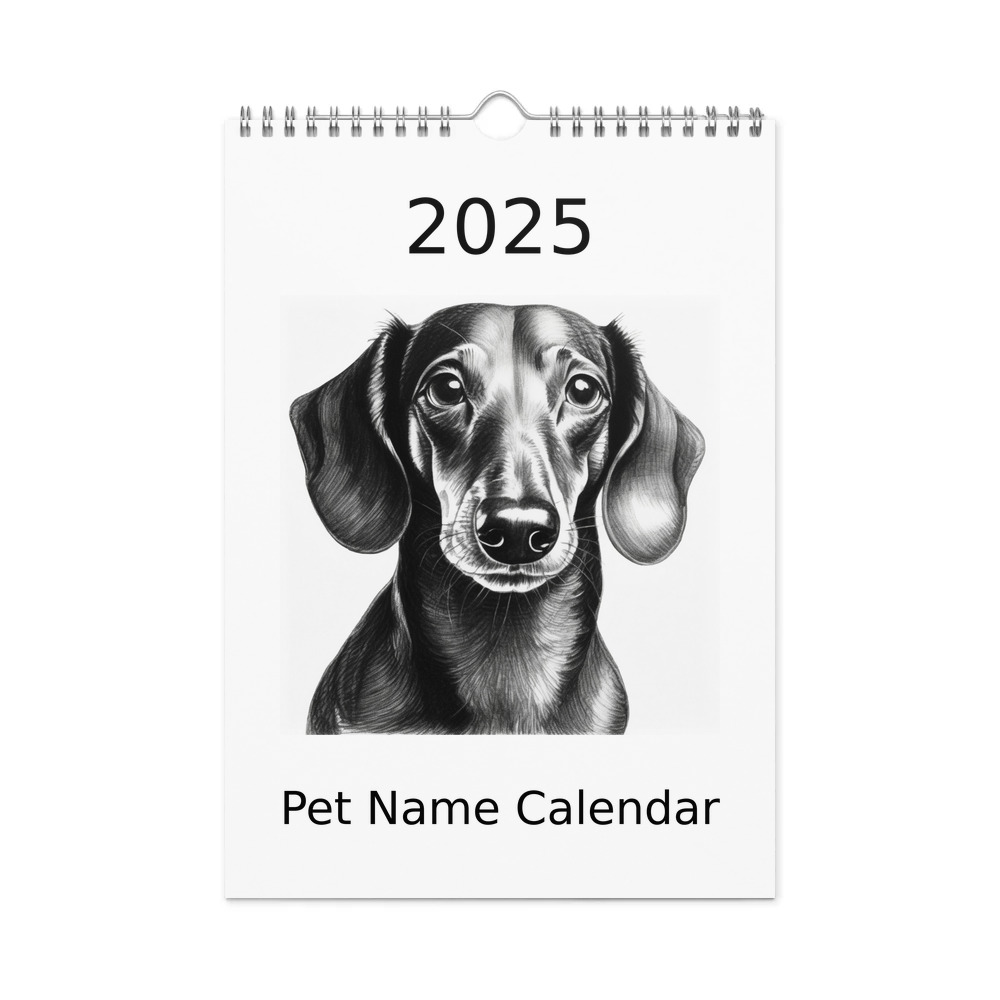 PugMug Custom Black Dachshund Wall Calendar (2026)