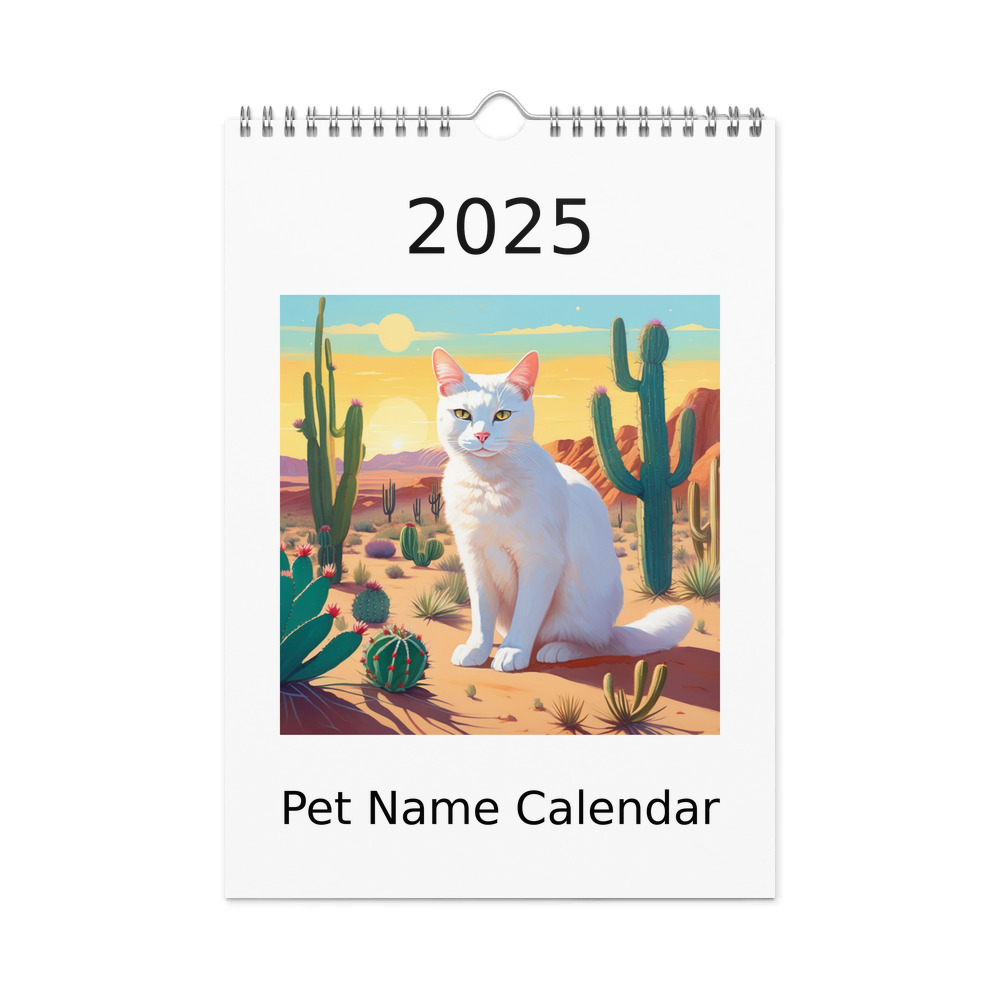 PugMug Custom White Companion Cat Wall Calendar (2026)