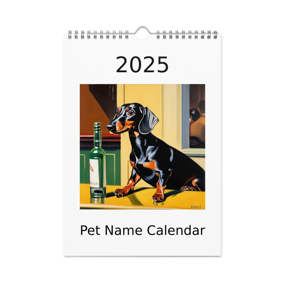 PugMug Custom Black Dachshund Wall Calendar (2026)