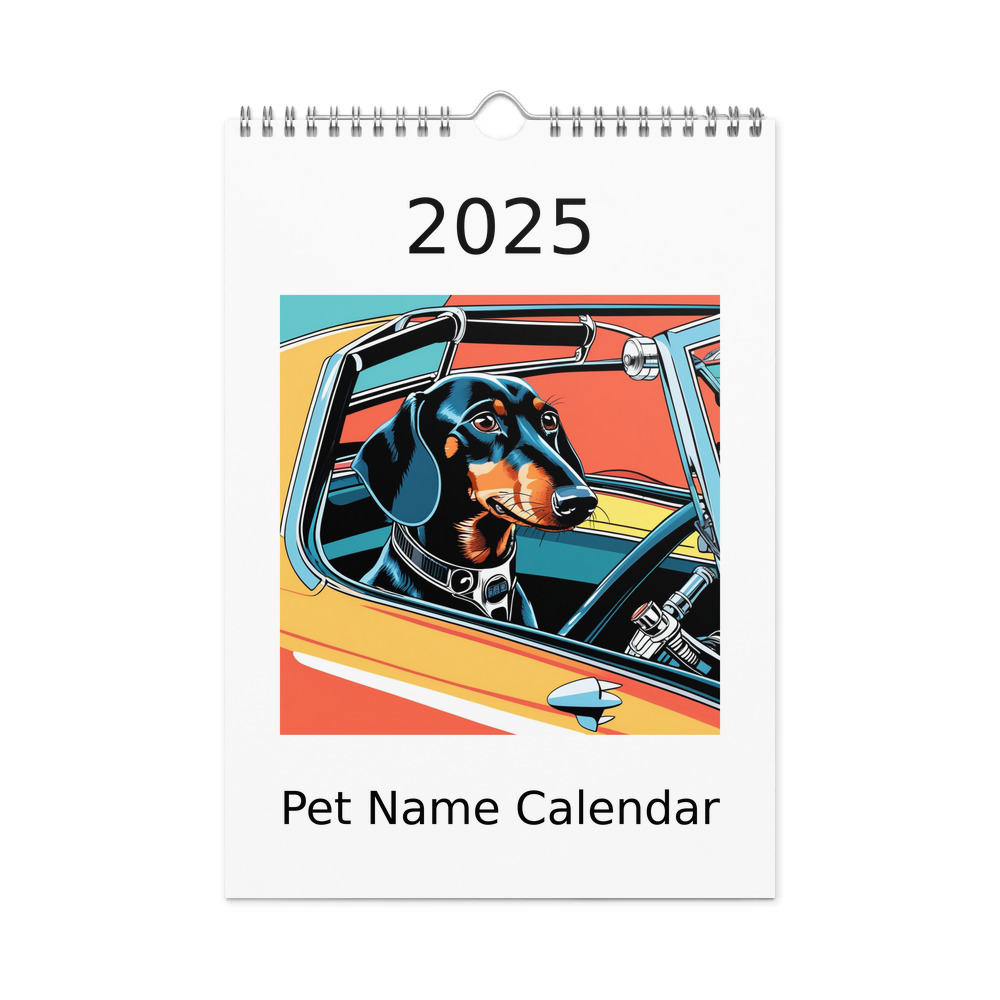 PugMug Custom Black Dachshund Wall Calendar (2026)