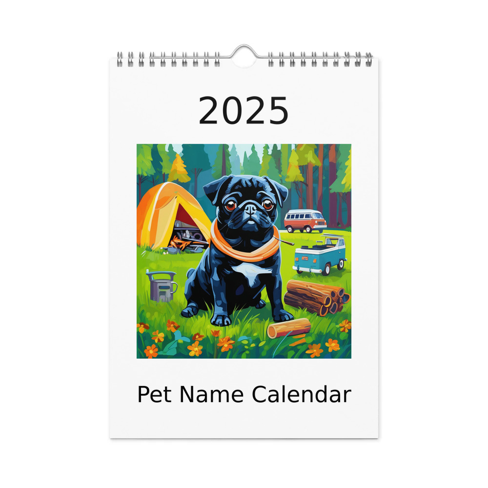 PugMug Custom Black Pug Wall Calendar (2026)
