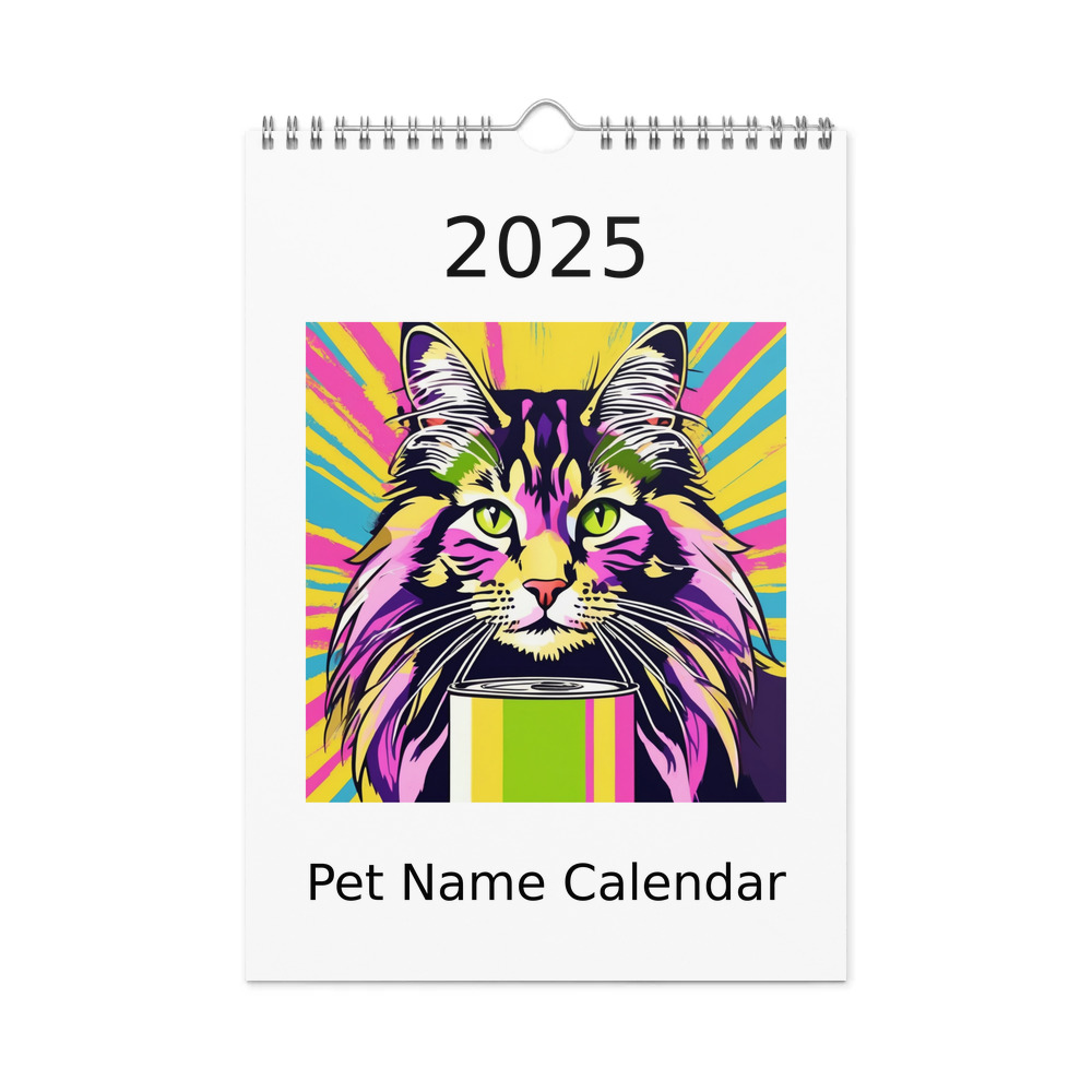 PugMug Custom Tabby Maine Coon Cat Wall Calendar (2026)