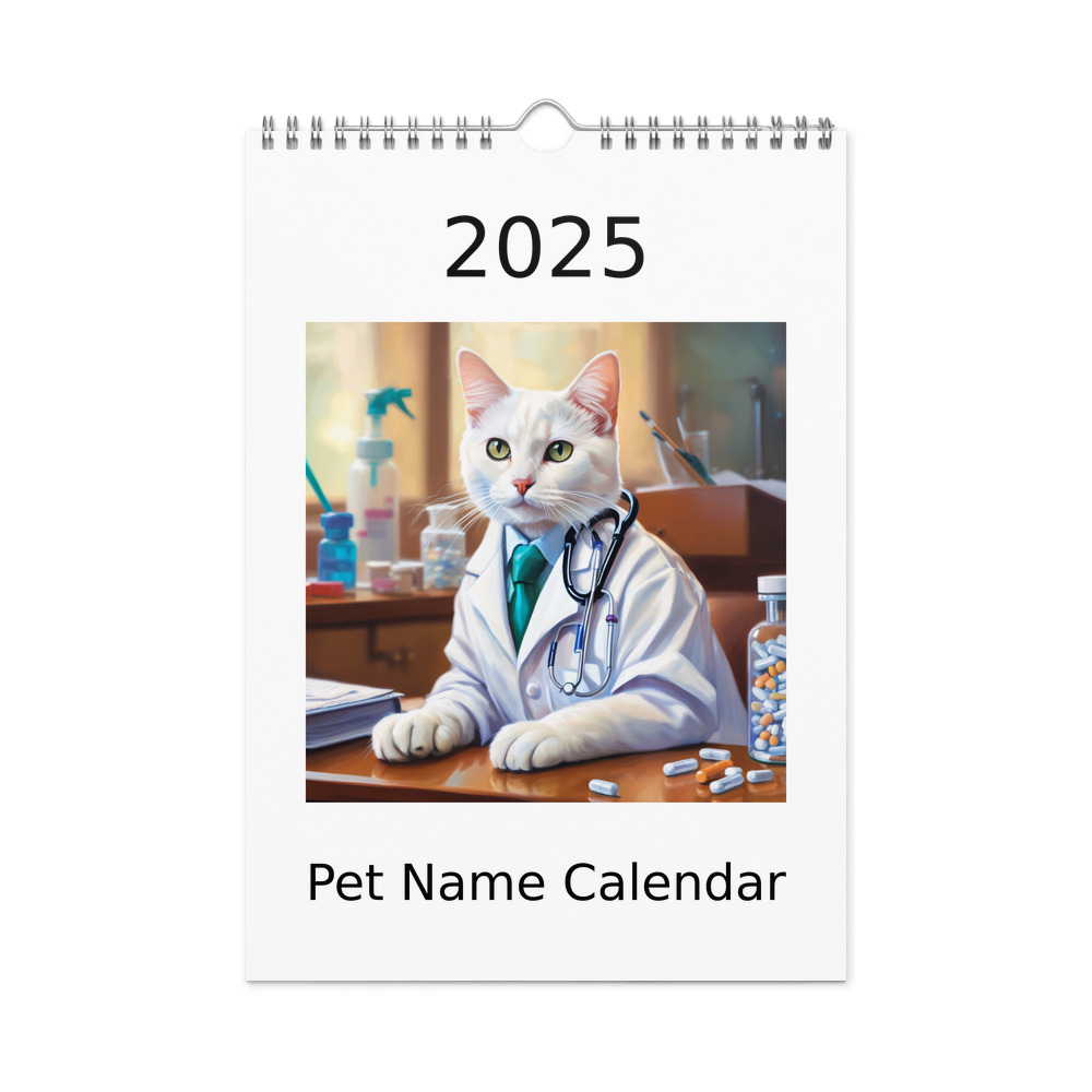 PugMug Custom White Companion Cat Wall Calendar (2026)