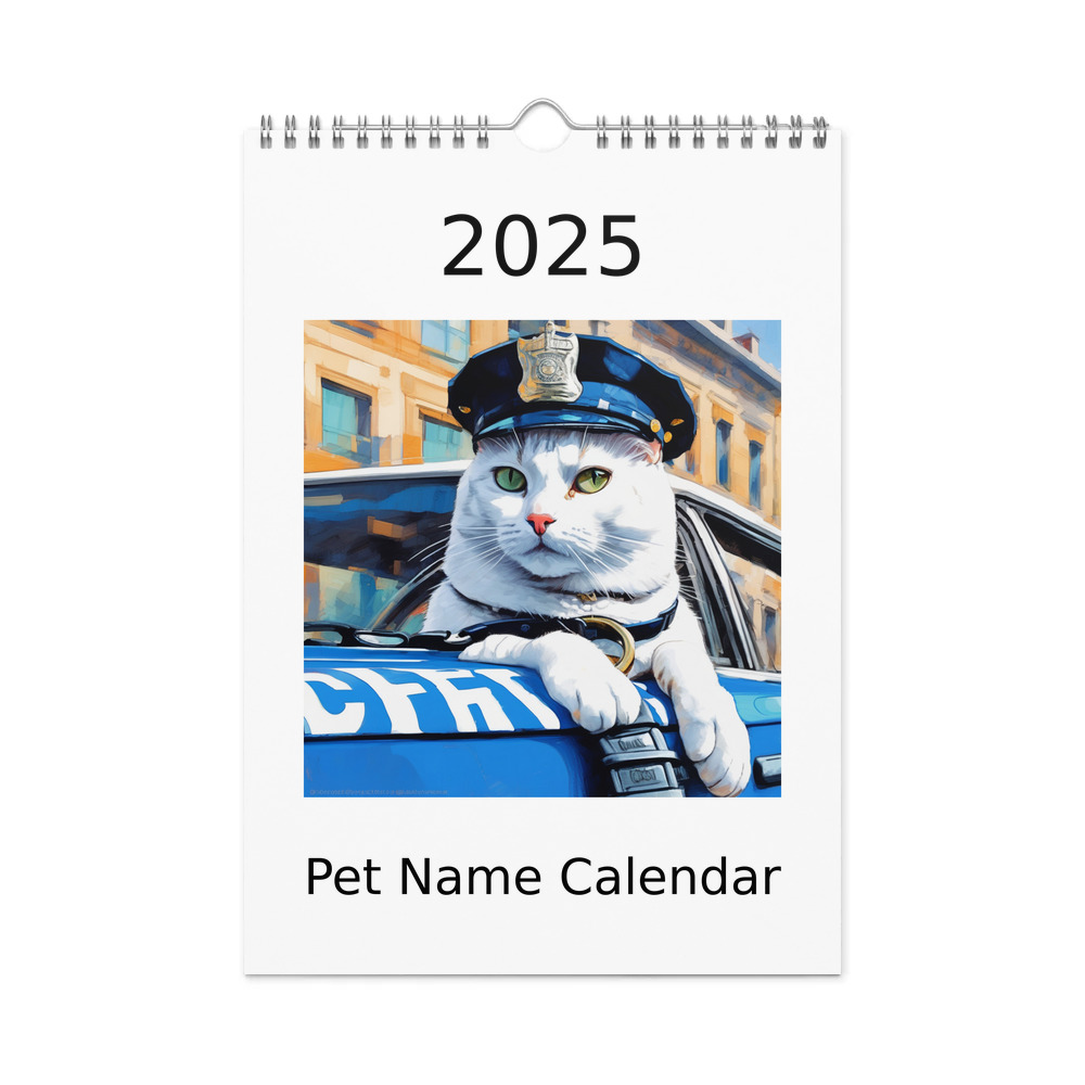 PugMug Custom White Companion Cat Wall Calendar (2026)