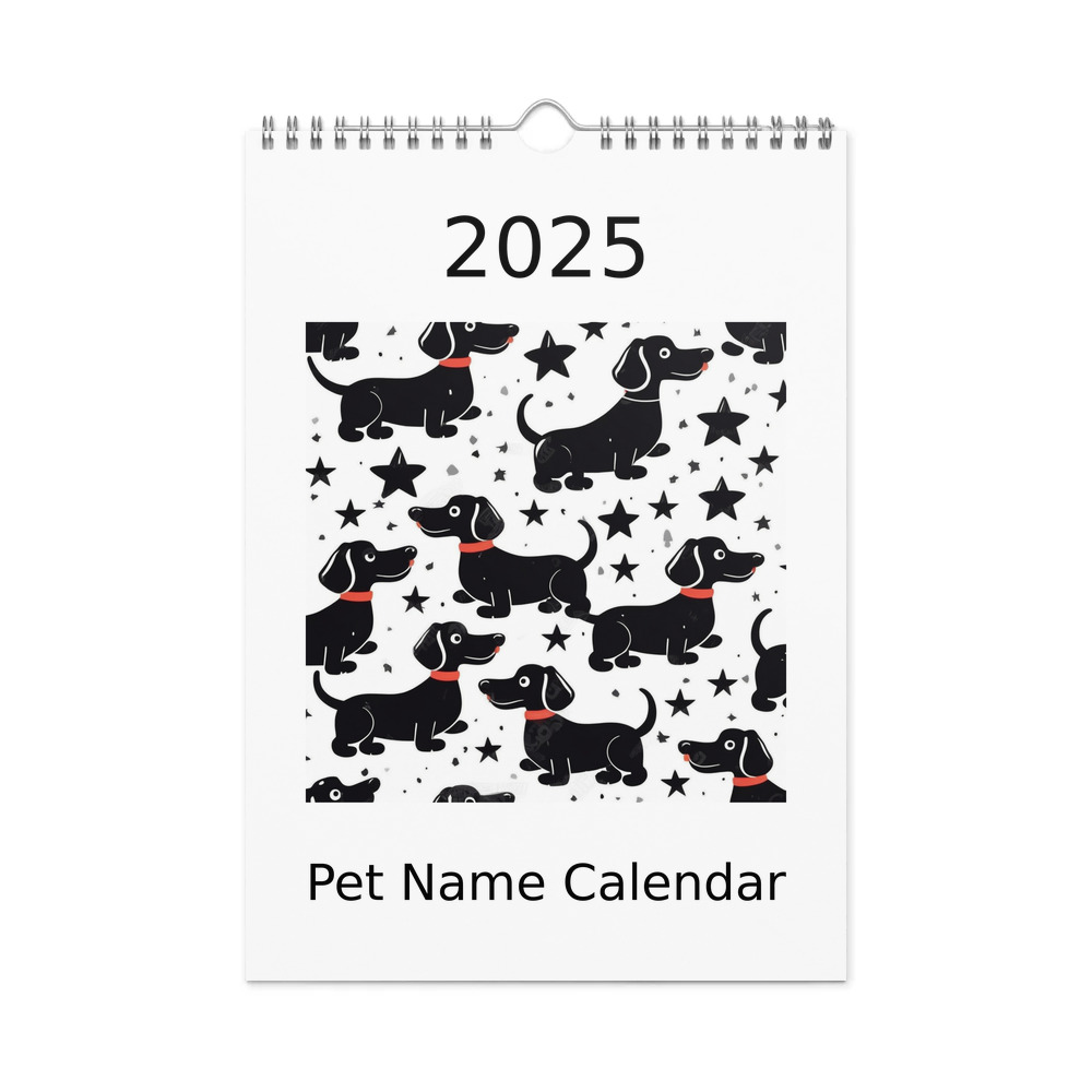 PugMug Custom Black Dachshund Wall Calendar (2026)
