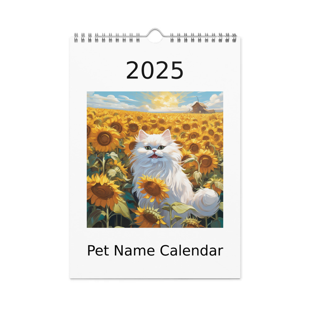 PugMug Custom White Persian Cat Wall Calendar (2026)
