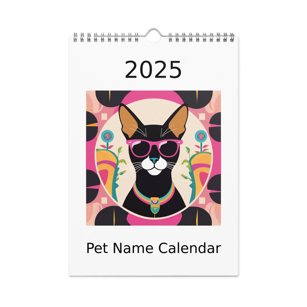 PugMug Custom Black Abyssinian Cat Wall Calendar (2026)