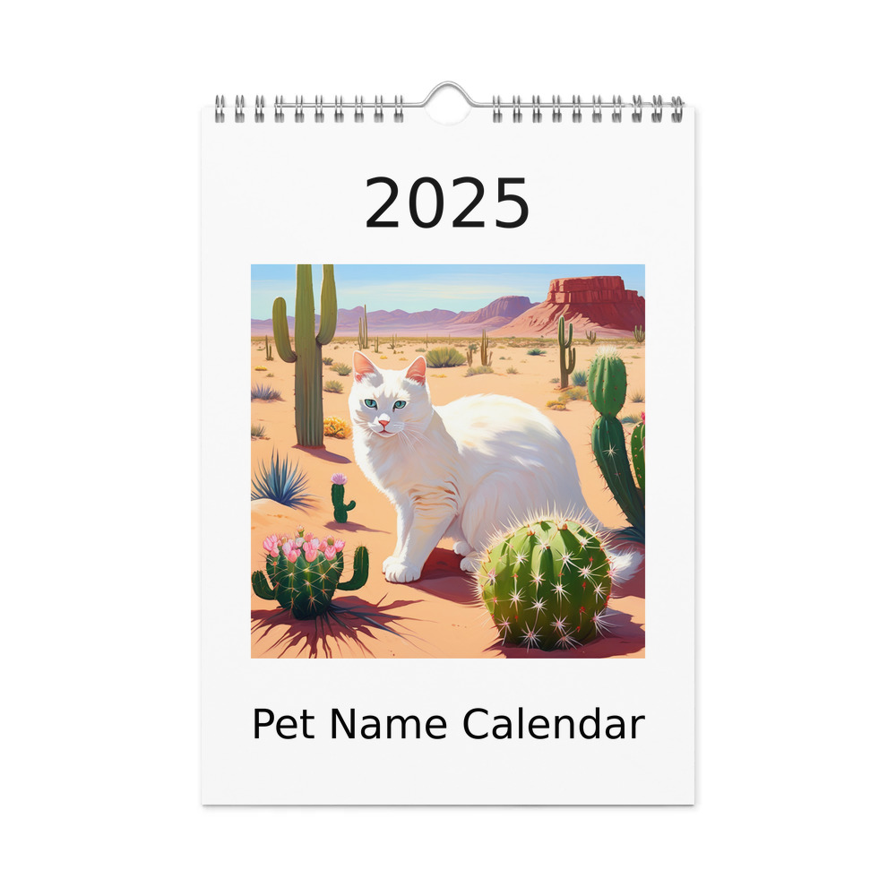 PugMug Custom White Companion Cat Wall Calendar (2026)