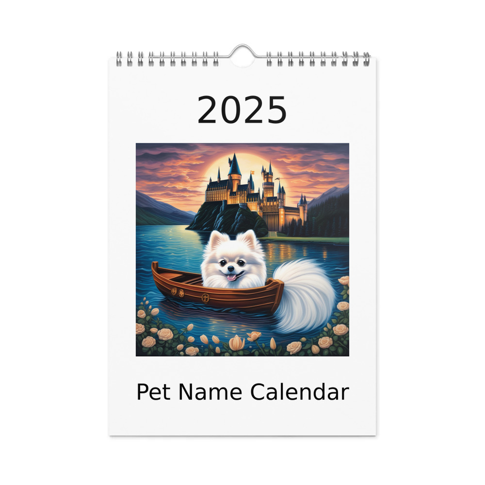 PugMug Custom White Pomeranian Wall Calendar (2026)