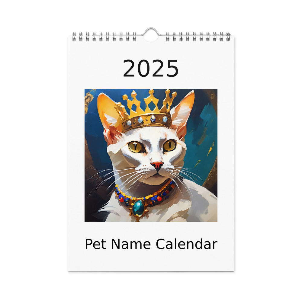 PugMug Custom White Abyssinian Cat Wall Calendar (2026)