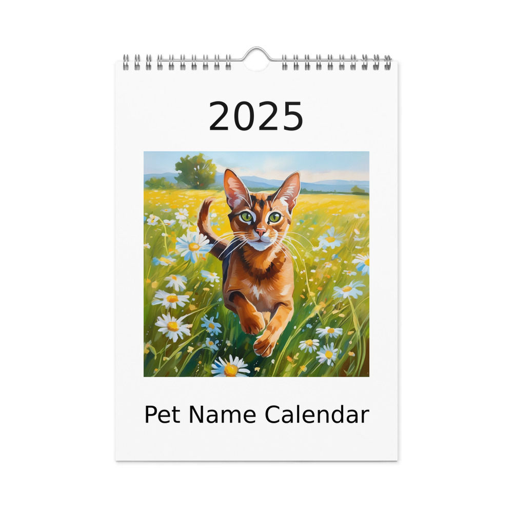 PugMug Custom Tabby Abyssinian Cat Wall Calendar (2026)
