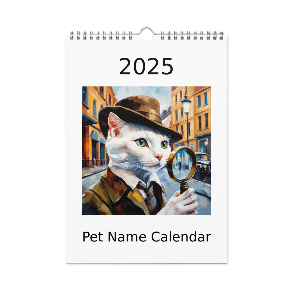 PugMug Custom White Companion Cat Wall Calendar (2026)