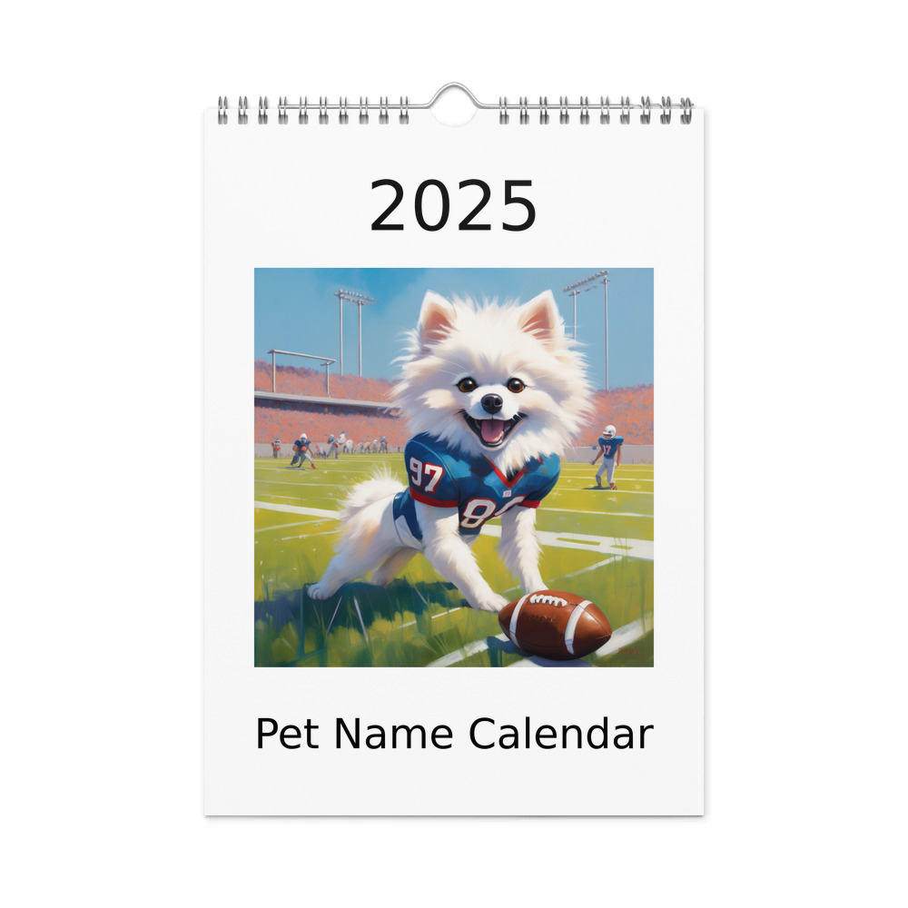 PugMug Custom White Pomeranian Wall Calendar (2026)