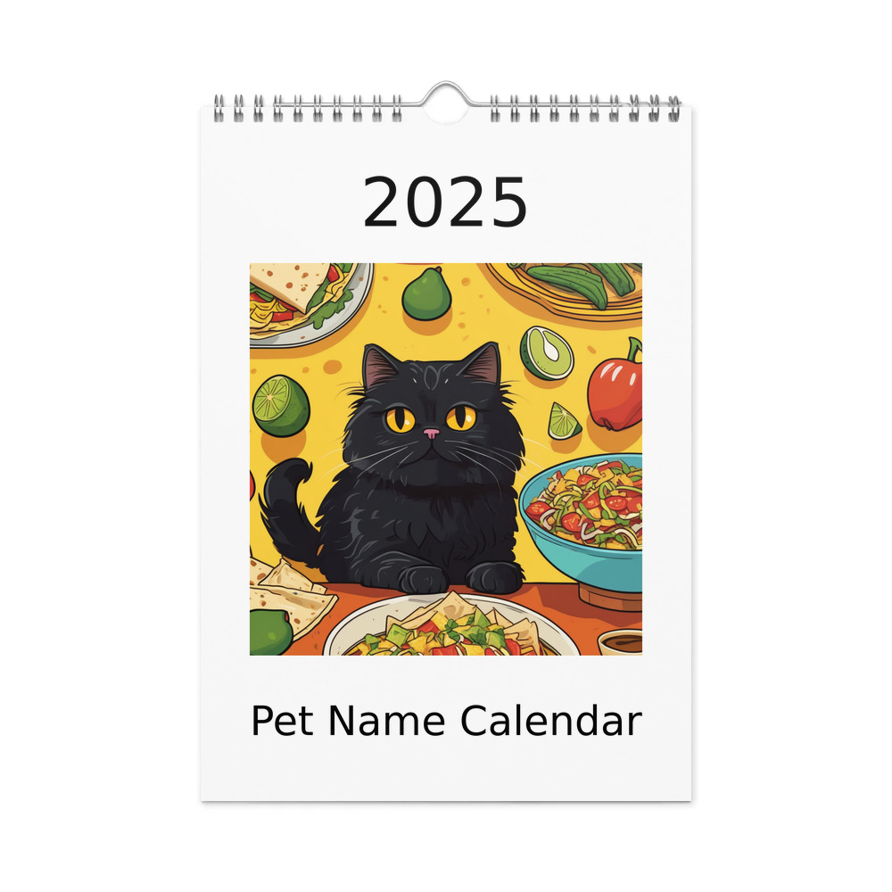 PugMug Custom Black Persian Cat Wall Calendar (2026)