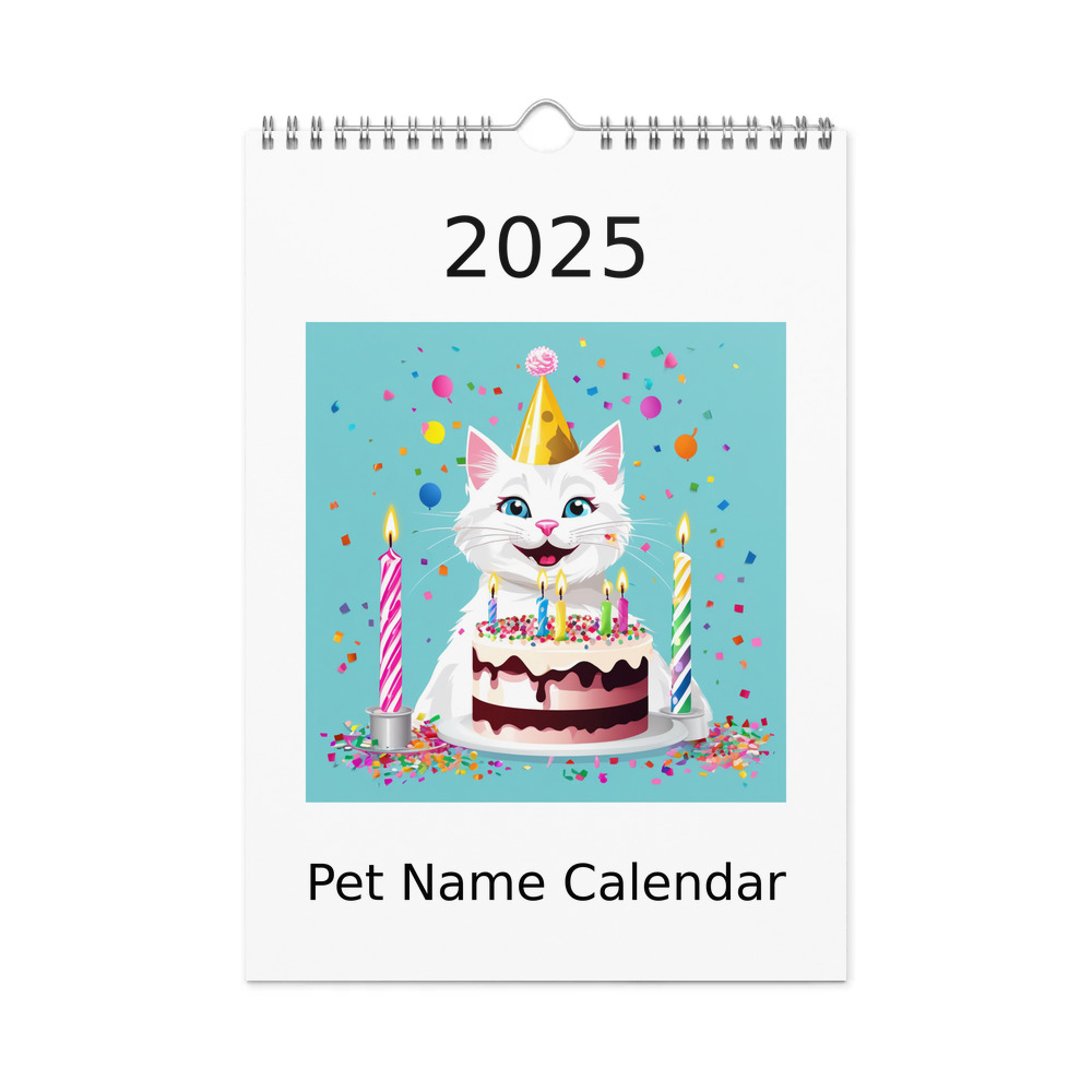 PugMug Custom White Companion Cat Wall Calendar (2026)