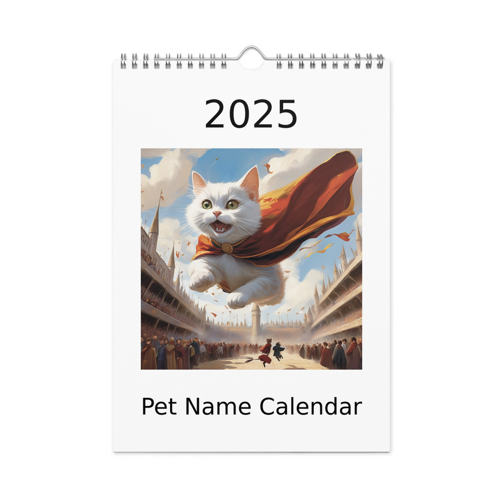 PugMug Custom White Companion Cat Wall Calendar (2026)