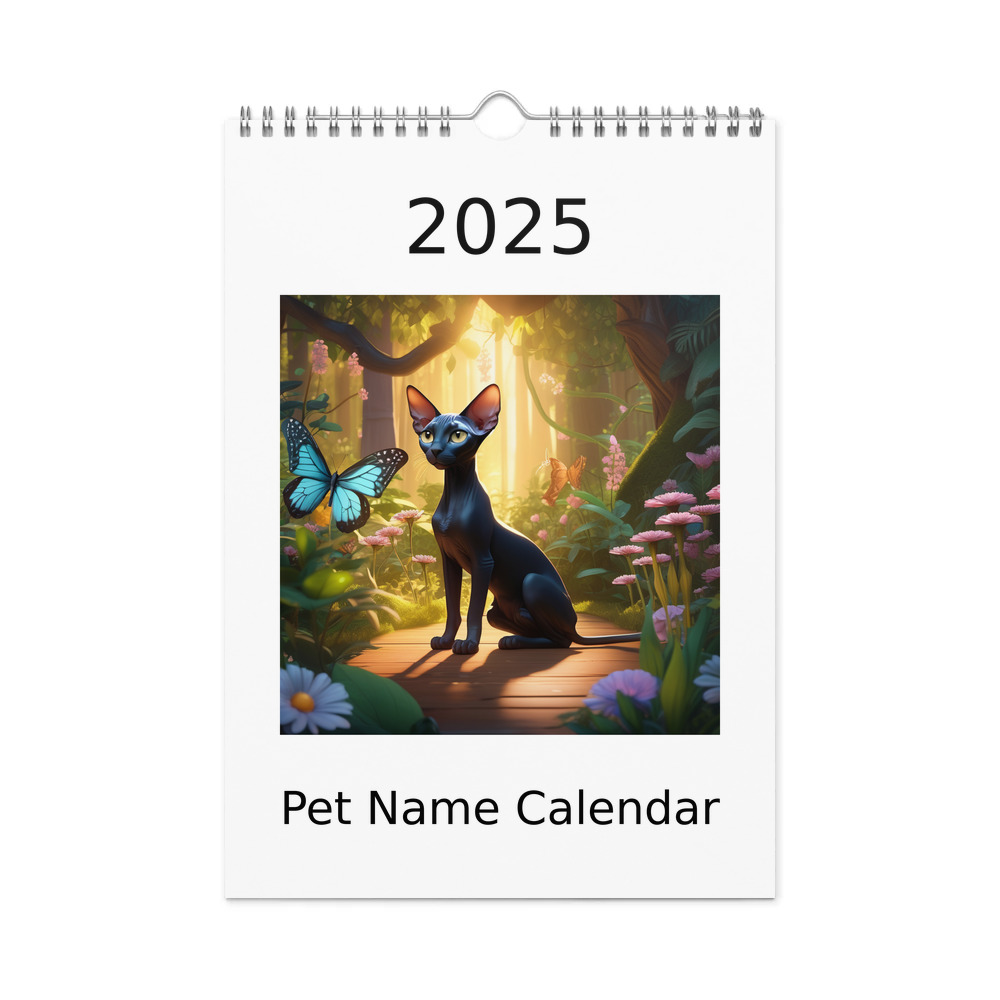 PugMug Custom Black Sphynx Cat Wall Calendar (2026)