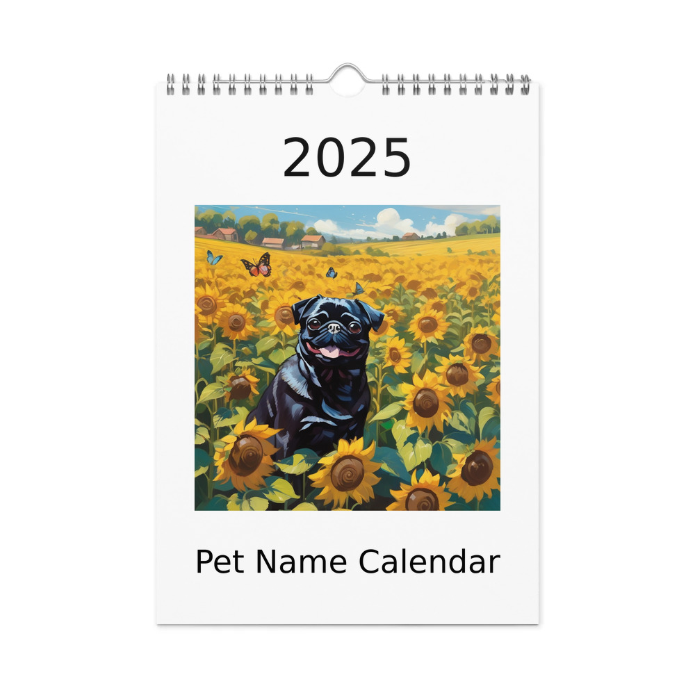 PugMug Custom Black Pug Wall Calendar (2026)