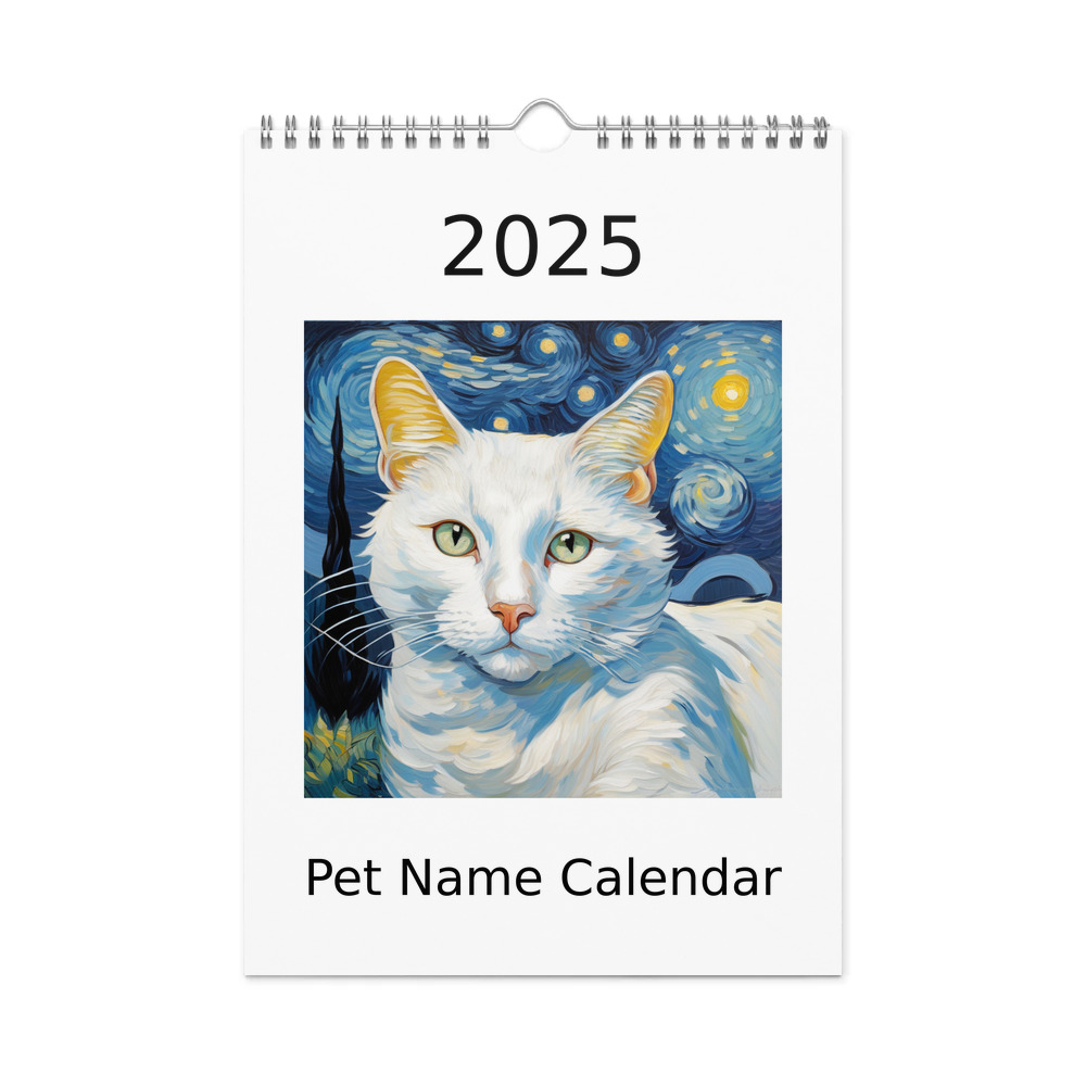 PugMug Custom White Companion Cat Wall Calendar (2026)