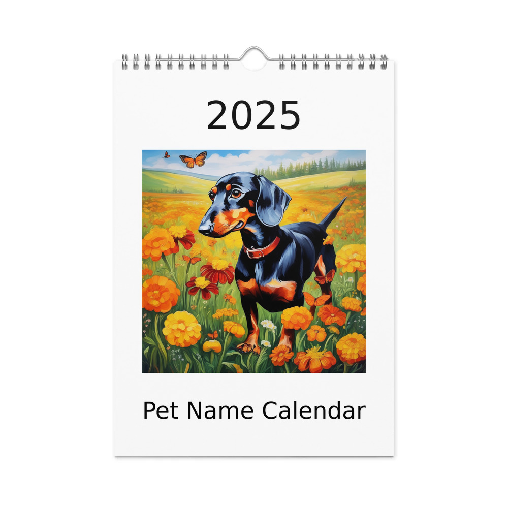 PugMug Custom Black Dachshund Wall Calendar (2026)