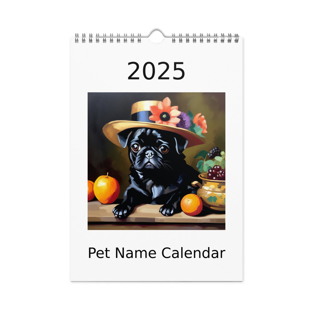 PugMug Custom Black Pug Wall Calendar (2026)