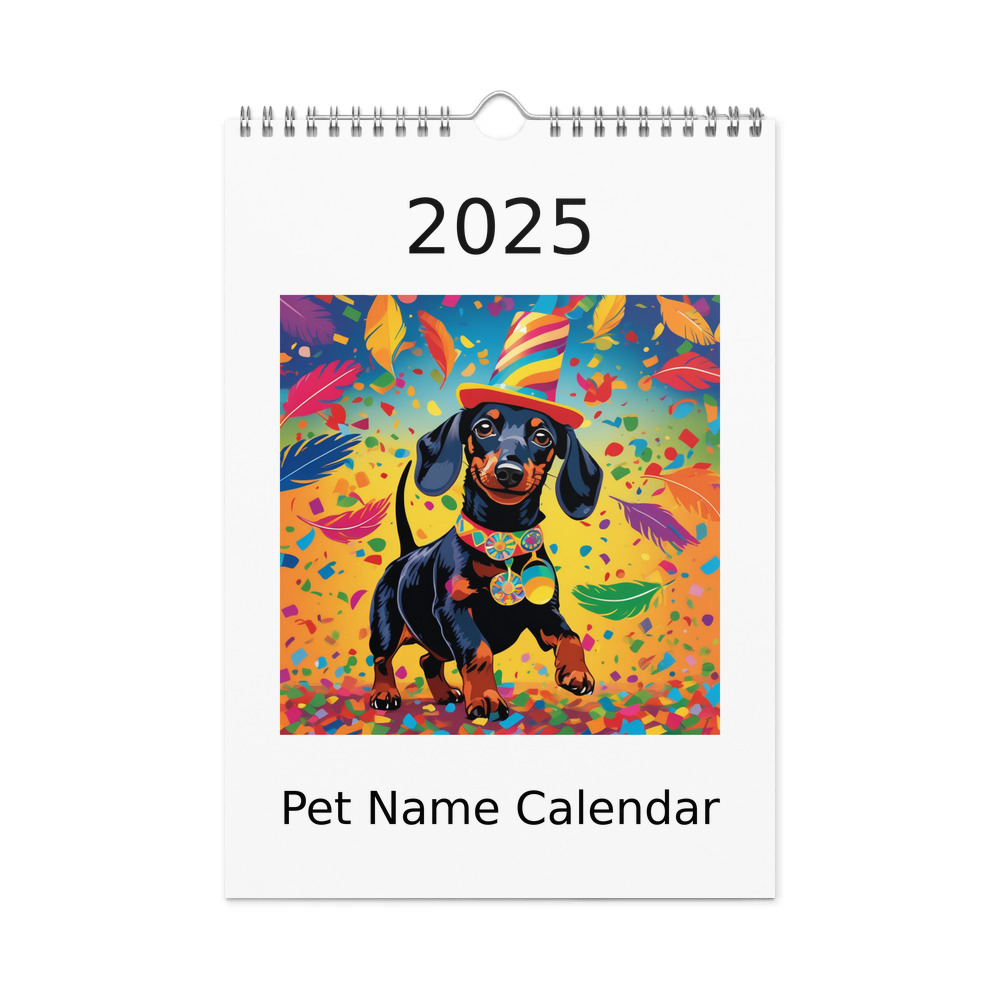 PugMug Custom Black Dachshund Wall Calendar (2026)