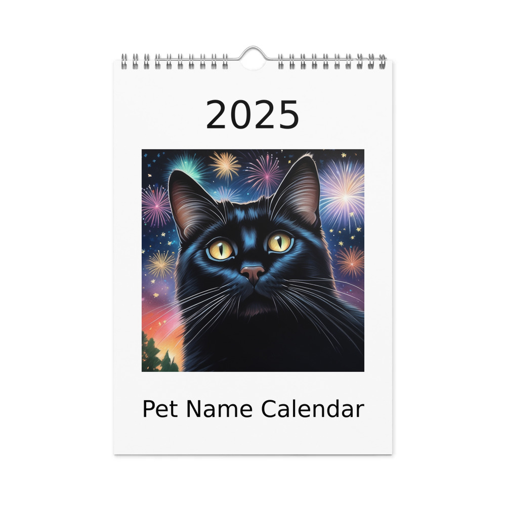 PugMug Custom Black Companion Cat Wall Calendar (2026)