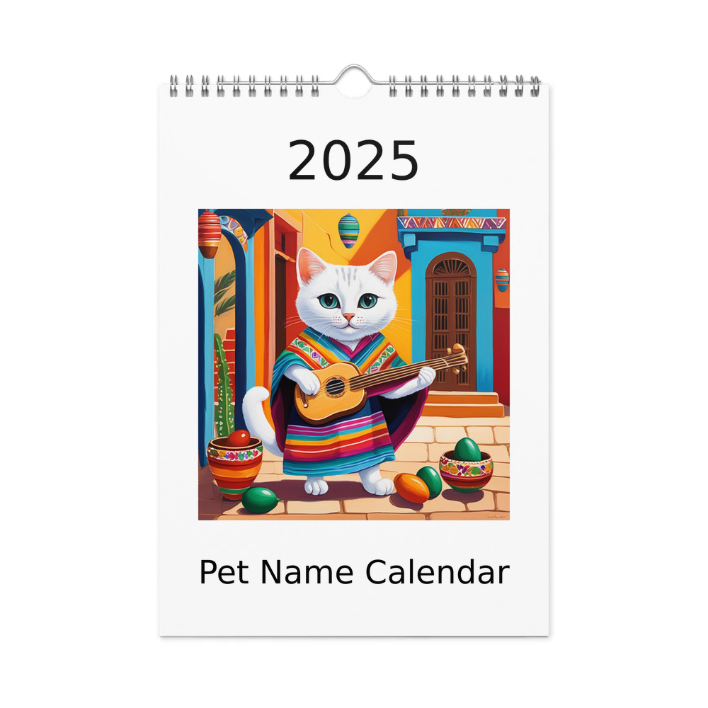 PugMug Custom White Exotic Cat Wall Calendar (2026)