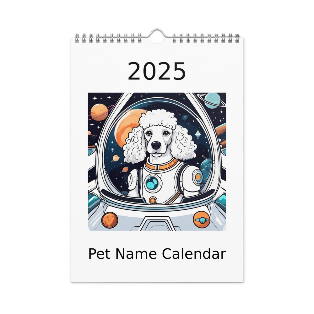PugMug Custom White Poodle Wall Calendar (2026)