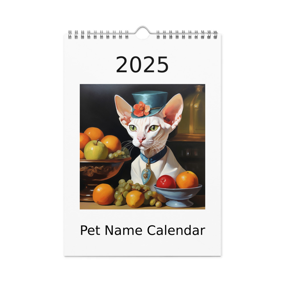 PugMug Custom White Sphynx Cat Wall Calendar (2026)