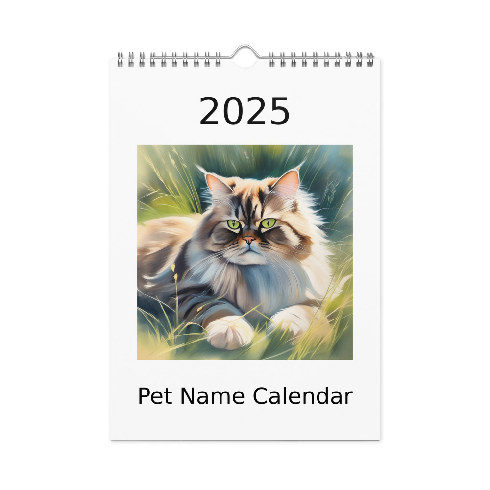 PugMug Custom Tabby Persian Cat Wall Calendar (2026)