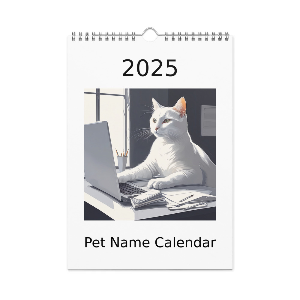 PugMug Custom White Companion Cat Wall Calendar (2026)