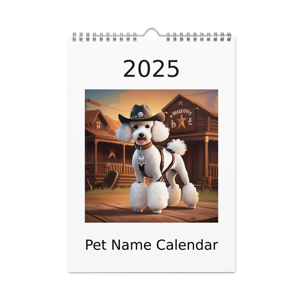 PugMug Custom White Poodle Wall Calendar (2026)