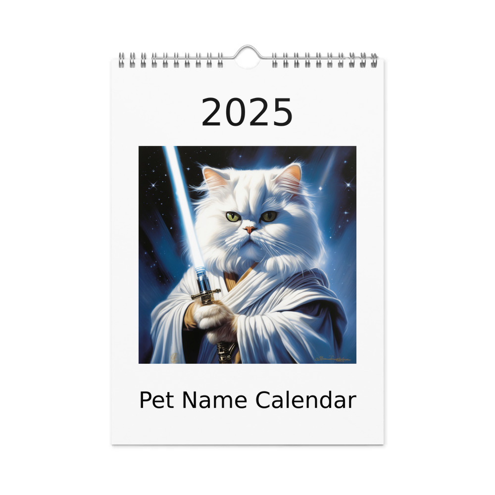 PugMug Custom White Persian Cat Wall Calendar (2026)