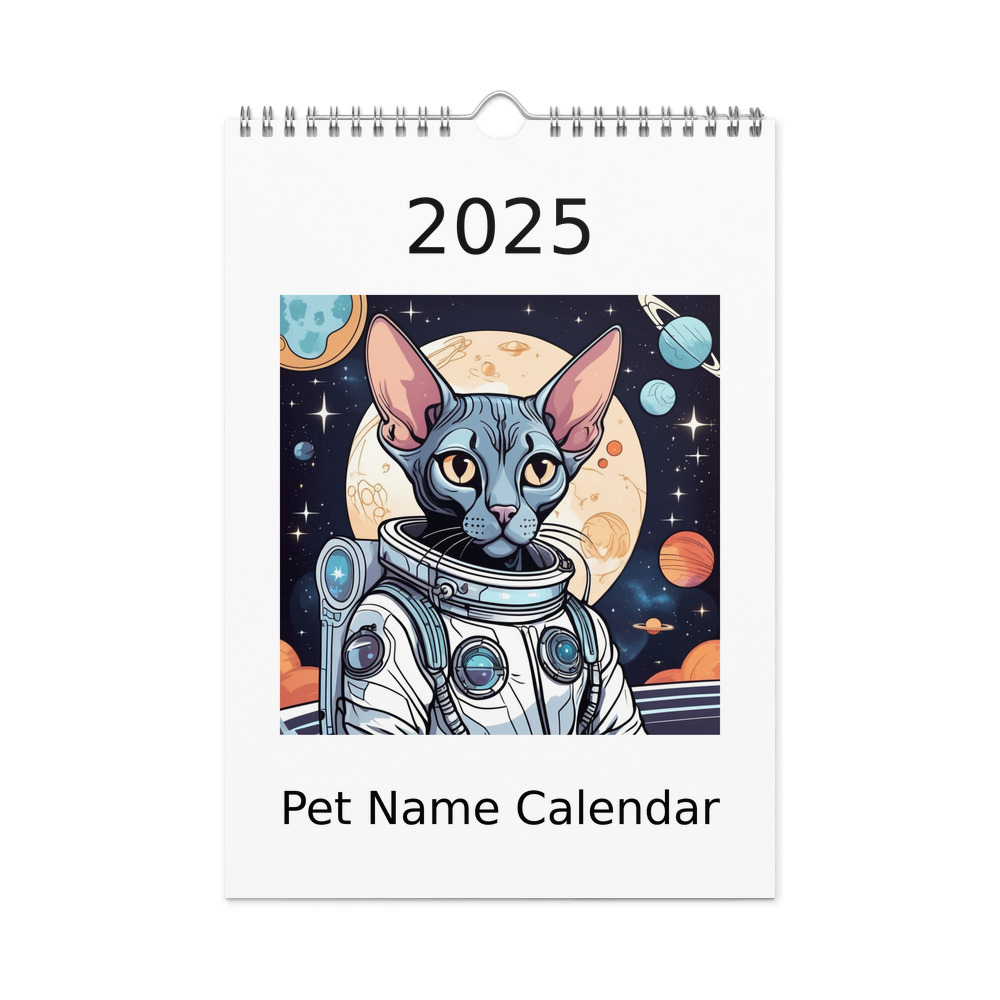 PugMug Custom Black Sphynx Cat Wall Calendar (2026)