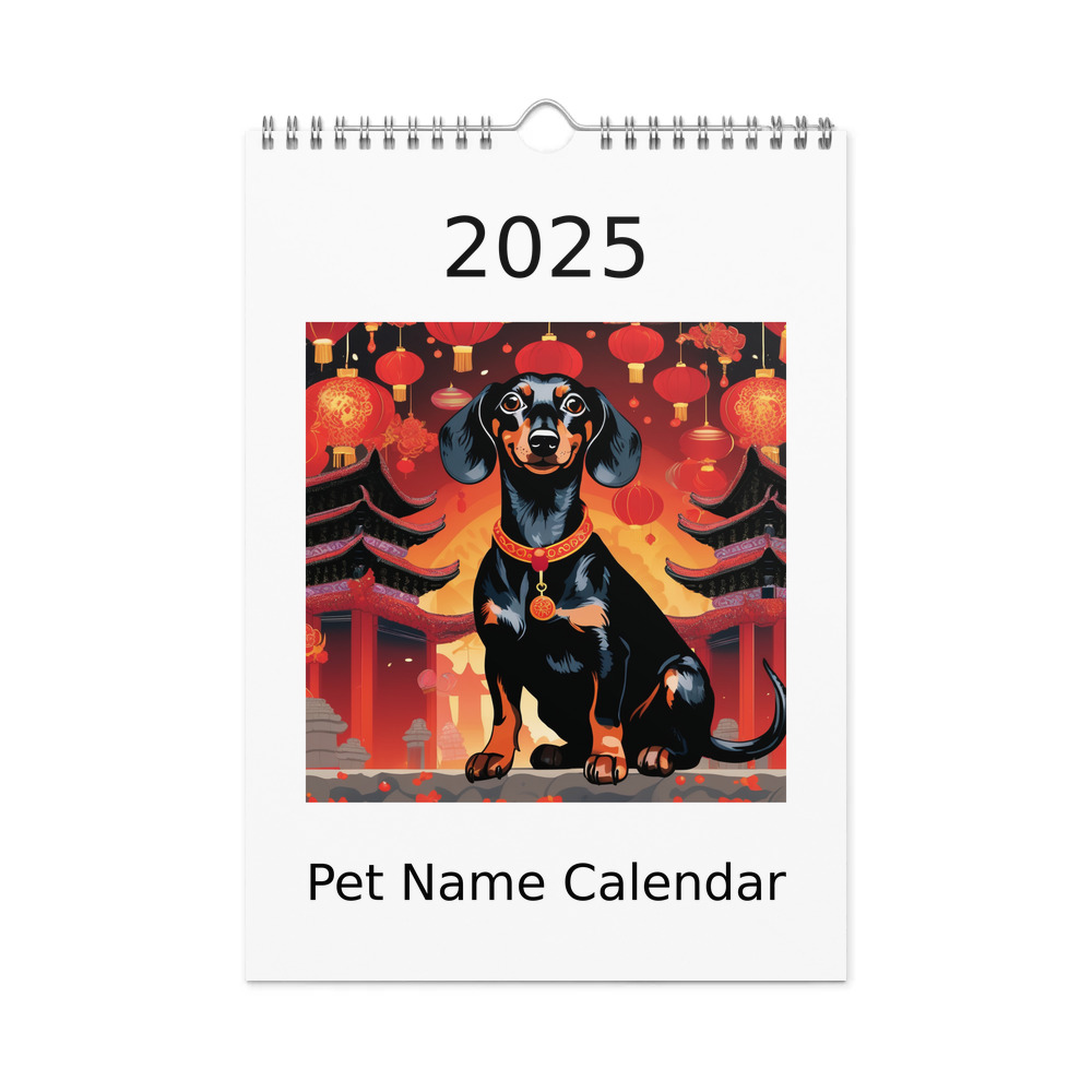 PugMug Custom Black Dachshund Wall Calendar (2026)