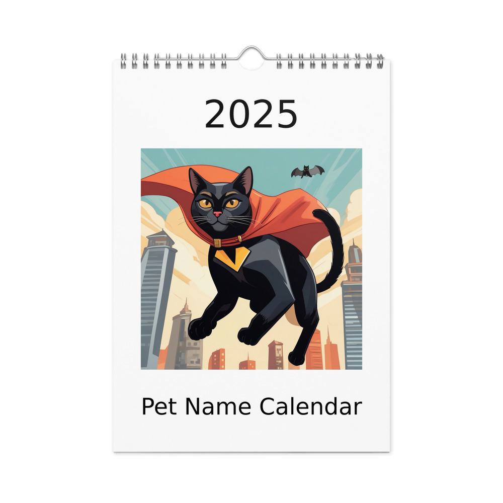 PugMug Custom Black Exotic Cat Wall Calendar (2026)