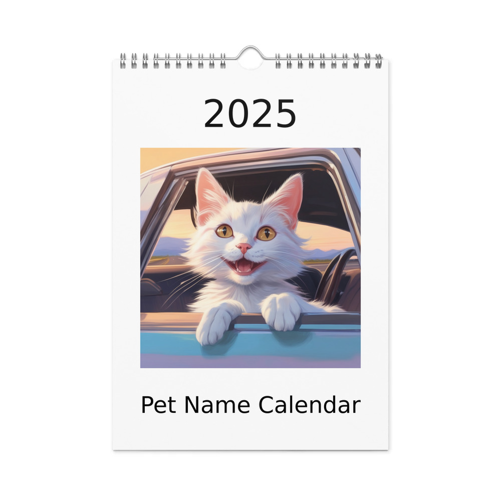 PugMug Custom White Companion Cat Wall Calendar (2026)