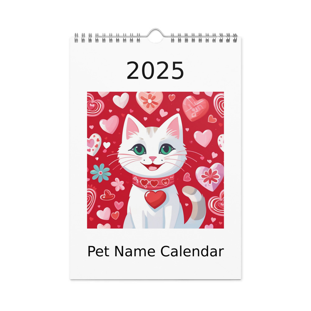 PugMug Custom White Companion Cat Wall Calendar (2026)