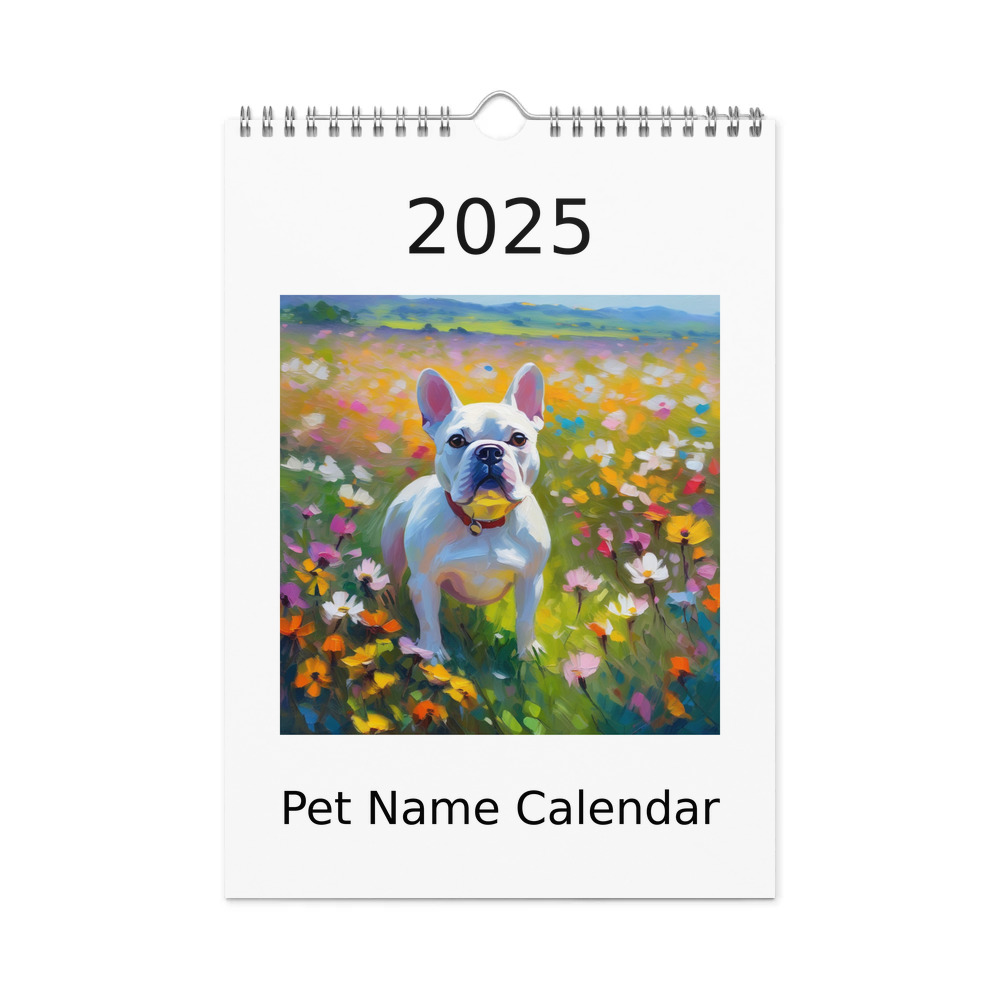 PugMug Custom White French Bulldog Wall Calendar (2026)