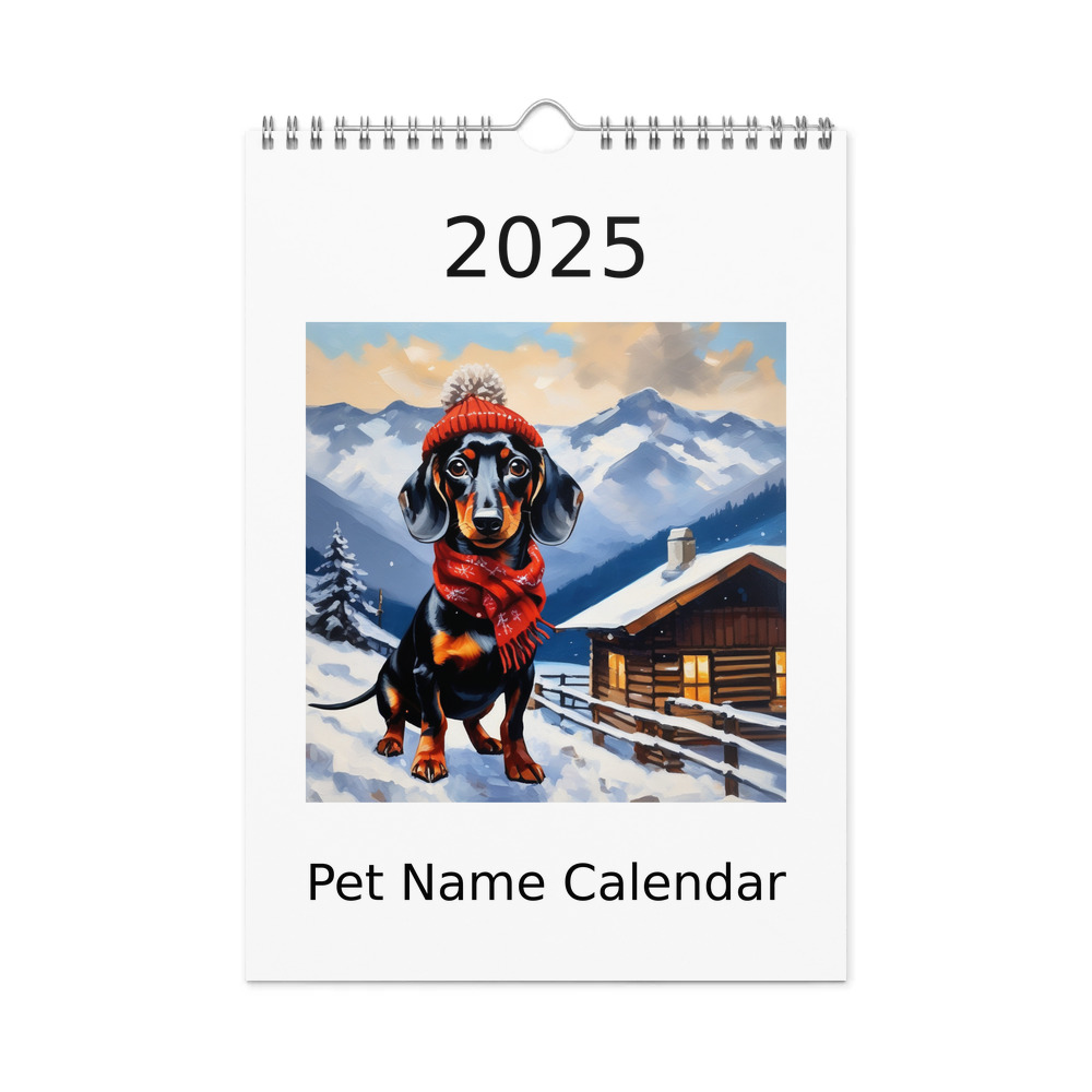 PugMug Custom Black Dachshund Wall Calendar (2026)