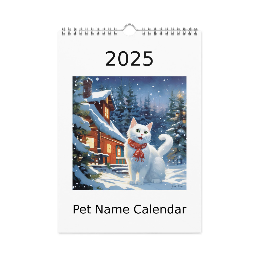 PugMug Custom White Companion Cat Wall Calendar (2026)