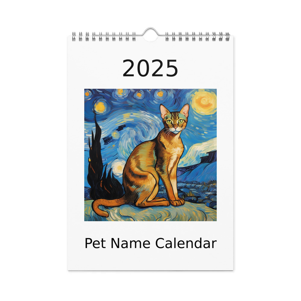 PugMug Custom Tabby Abyssinian Cat Wall Calendar (2026)